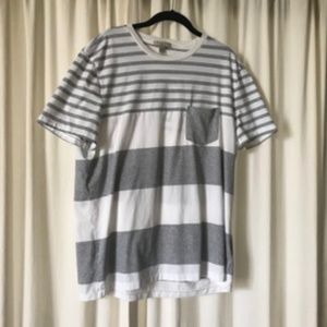Burberry Brit Grey & White Stripe Pocket Tee